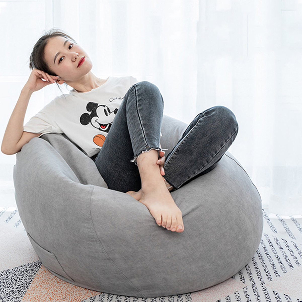 NESLOTH 90*110cm Soft Bean Bag Chairs Couch Sofa Cover Indoor Lazy Sofa For Adults 3 NESLOTH 90*110cm Soft Bean Bag Chairs Couch Sofa Cover Indoor Lazy Sofa For Adults