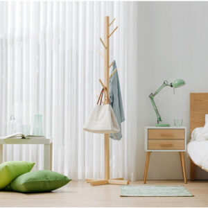 8 Hooks Wooden Coat Hat Rack Tree Stand Umbrella Holder Cloth Hanger Hall Wood Base