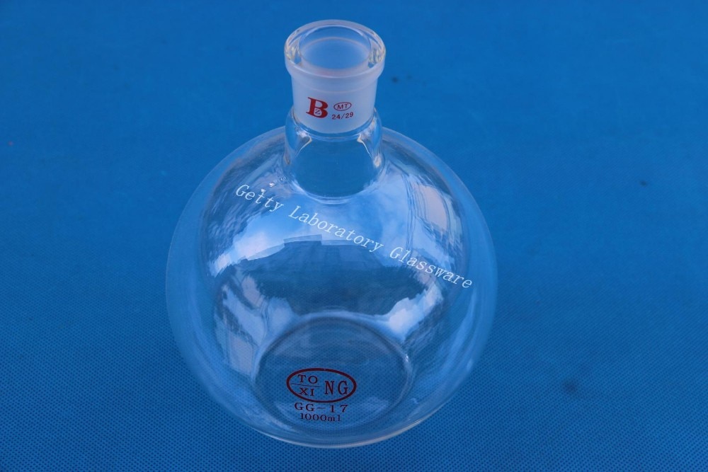 1L Flat bottom flask, single neck, 1000 ml, heavy wall,24/29. 1 1L Flat bottom flask, single neck, 1000 ml, heavy wall,24/29.