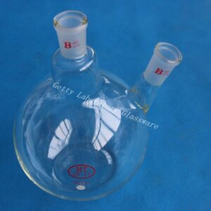 2L 2-neck (two-neck) flat bottom boiling flask ,2000ml, 24/40 joint,heavy wall ( borosilicate glass materiel)