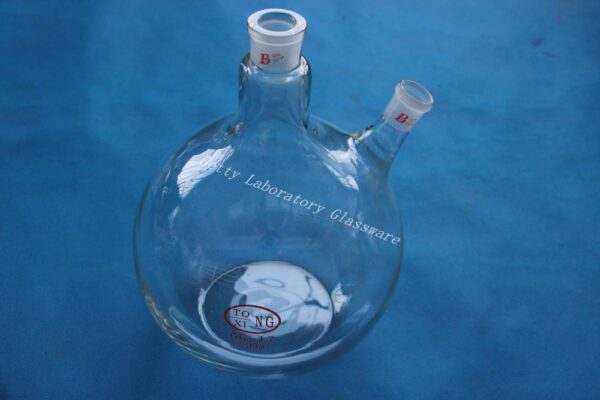 5L (5000ml) 2-neck (two-neck) flat bottom boiling flask, heavy wall, 24/29 joint
