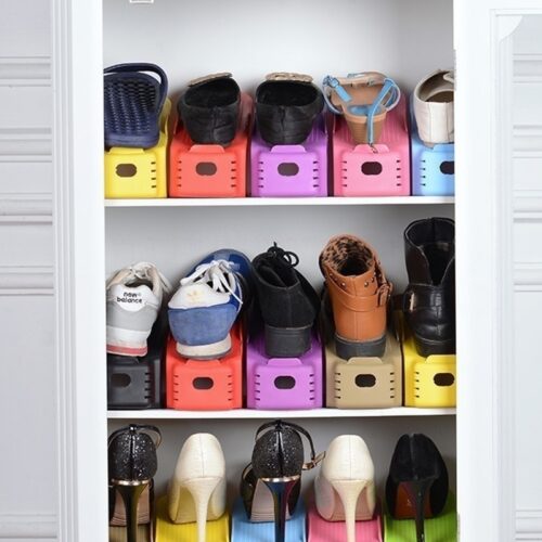10Pcs/1Set Durable Plastic Home Double Layer Shoes Storage Racks Shoe Shelf Holder Organizer Space-Saving