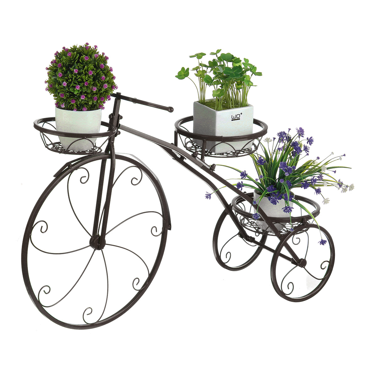 3 Tier Bicycles Plant Stand Metal Flower Pots Garden Decor Shelf Rack 6 3 Tier Bicycles Plant Stand Metal Flower Pots Garden Decor Shelf Rack