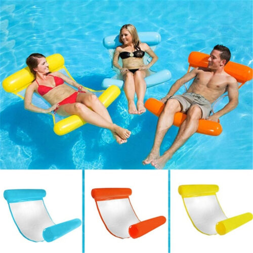 Clip Net Hammock Foldable Inflatable Backrest Floating Bed Row Water Play Lounge Chair