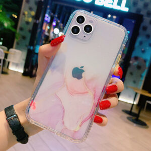 For iPhone 12/Pro/Max/Mini 11 Clear Marble Shockproof Case Glitter Bling Cover