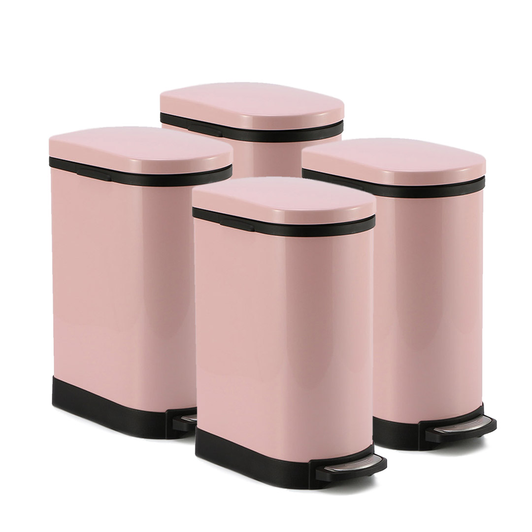 SOGA 4X Foot Pedal Stainless Steel Rubbish Recycling Garbage Waste Trash Bin 10L U Pink