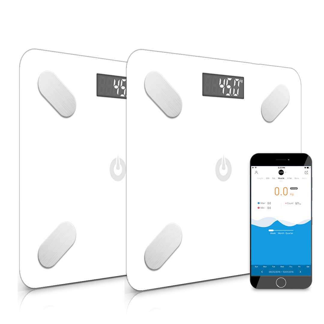 SOGA 2x Wireless Bluetooth Digital Body Fat Scale Bathroom Health Analyzer Weight White