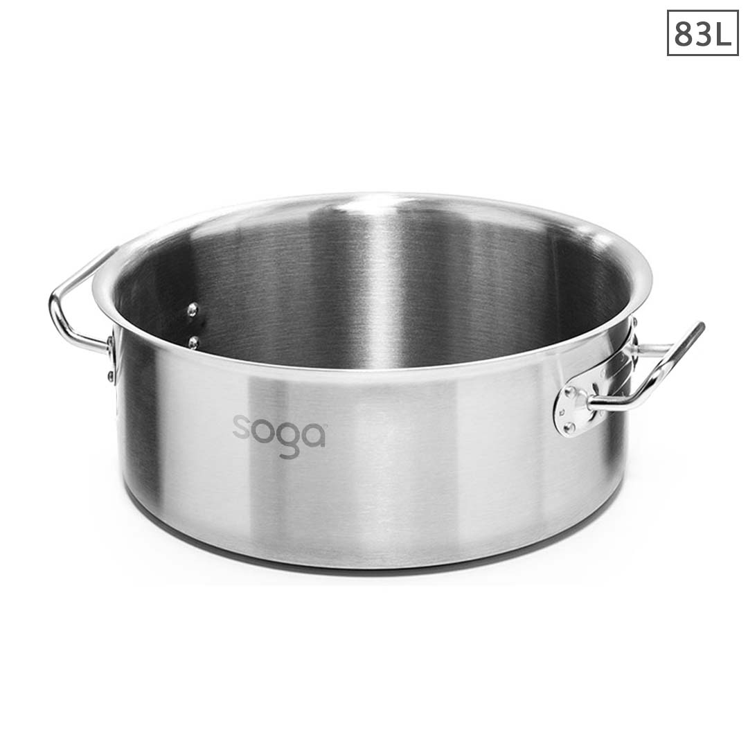 SOGA Stock Pot 83L Top Grade Thick Stainless Steel Stockpot 18/10 Without Lid