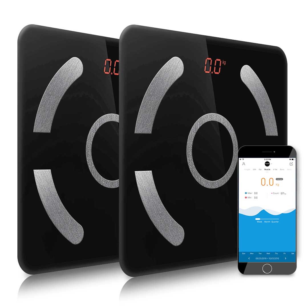 SOGA 2X Wireless Bluetooth Digital Body Fat Scale Bathroom Health Analyser Weight Black