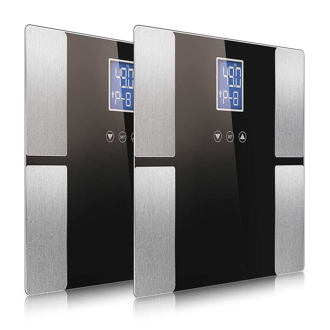 SOGA 2X Black Digital Body Fat Scale Bathroom Scales Weight Gym Glass Water LCD Electronic