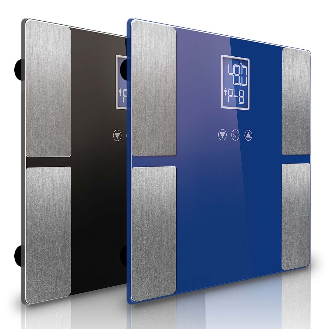 SOGA 2X Digital Body Fat Scale Bathroom Scale Weight Gym Glass Water LCD Black/Blue