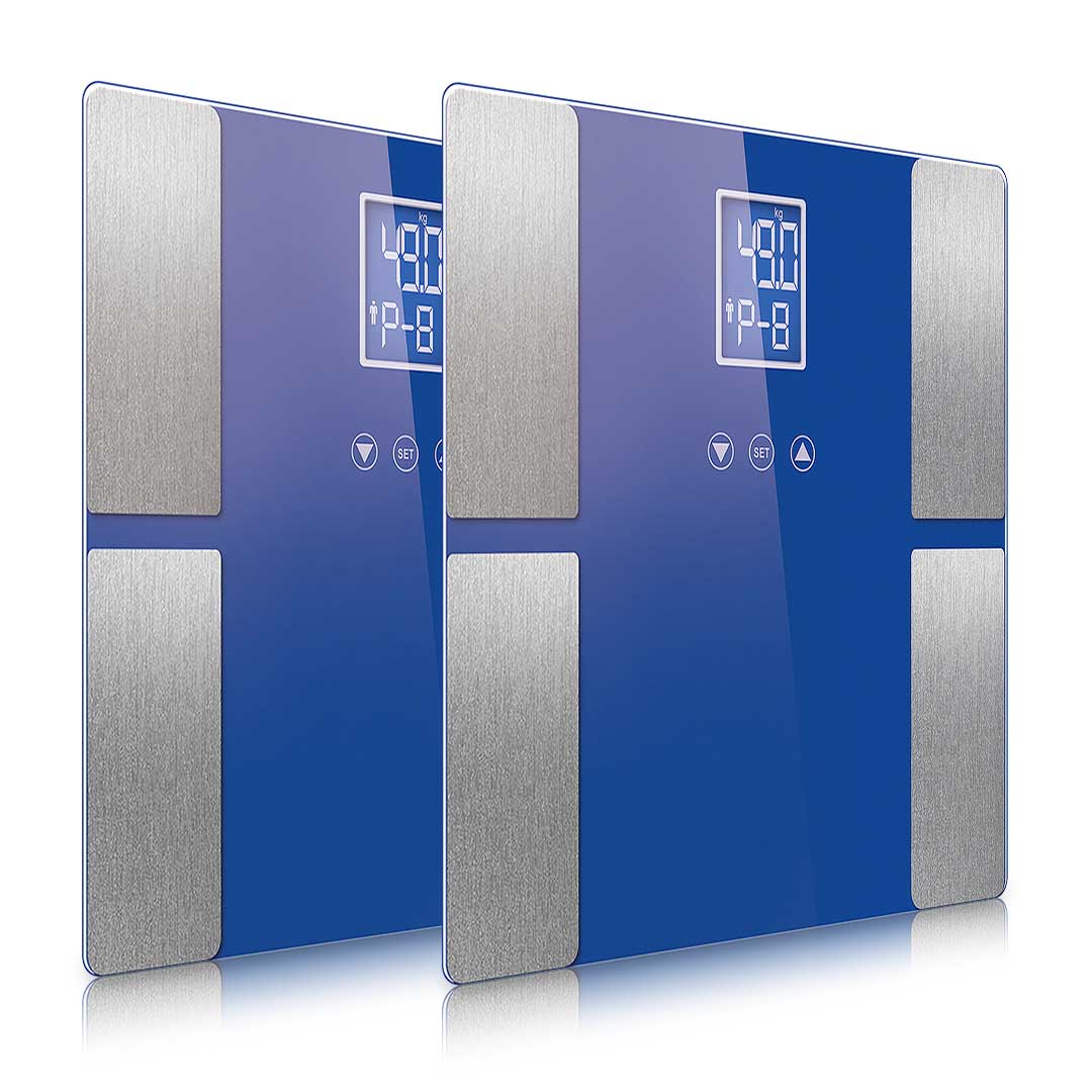 SOGA 2X Blue Digital Body Fat Scale Bathroom Scales Weight Gym Glass Water LCD Electronic