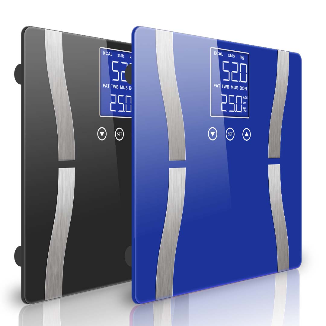 SOGA 2X Digital Body Fat Scale Bathroom Scale Weight Gym Glass Water LCD Blue/Black