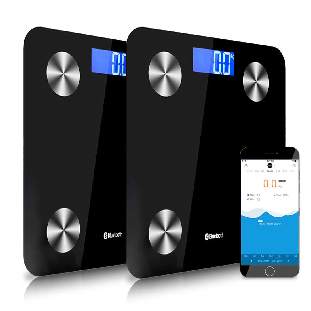 SOGA 2X Wireless Bluetooth Digital Body Fat Scale Bathroom Health Analyser Weight Black