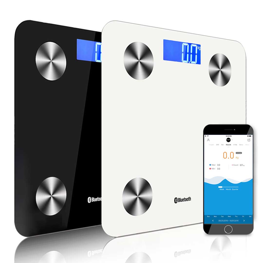 SOGA 2X Wireless Bluetooth Digital Body Scale Bathroom Health Analyser Weight Black/White