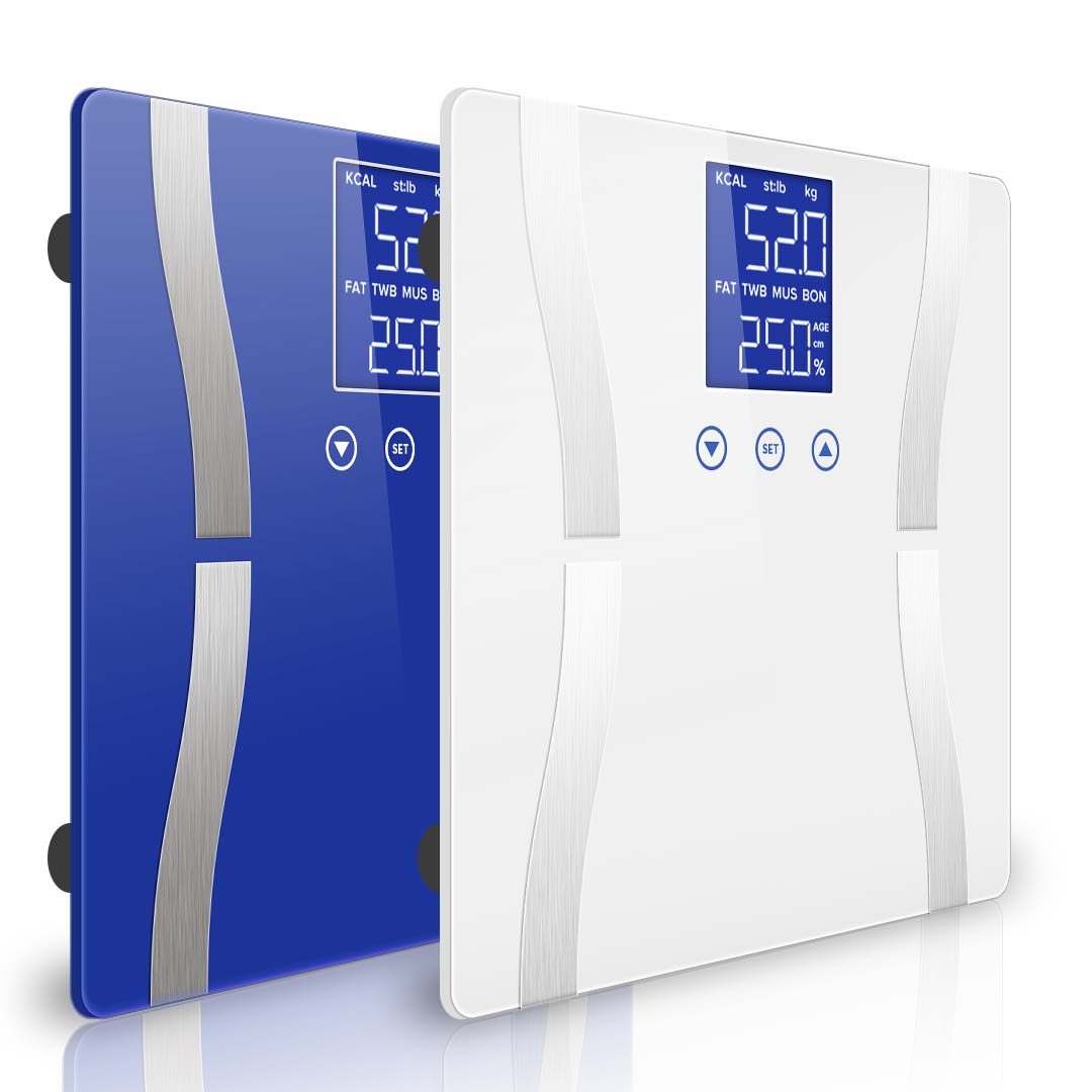 SOGA 2X Digital Body Fat Scale Bathroom Scales Weight Gym Glass Water LCD Blue/White