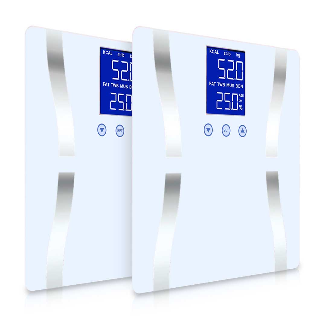 SOGA 2X Digital Body Fat Scale Bathroom Scales Weight Gym Glass Water LCD Electronic White