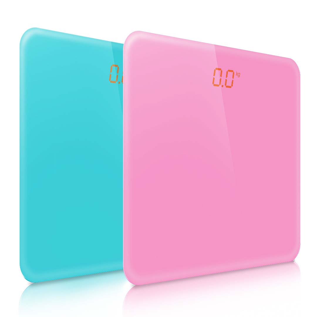 SOGA 2X 180kg Digital Fitness Weight Bathroom Gym Body Glass LCD Electronic Scale Pink/Blue