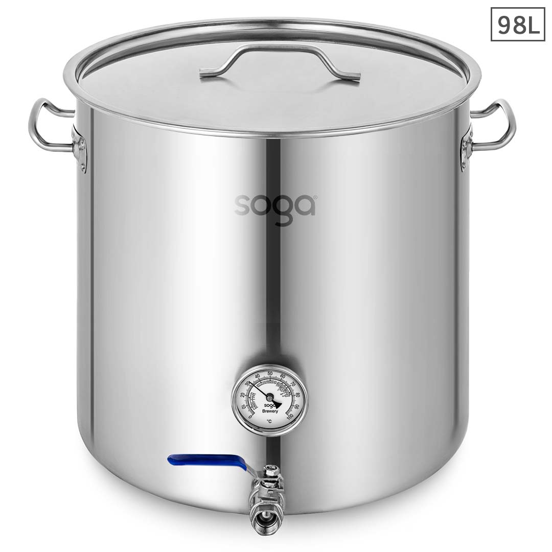 SOGA Stainless Steel Brewery Pot 98L With Beer Valve 50*50cm