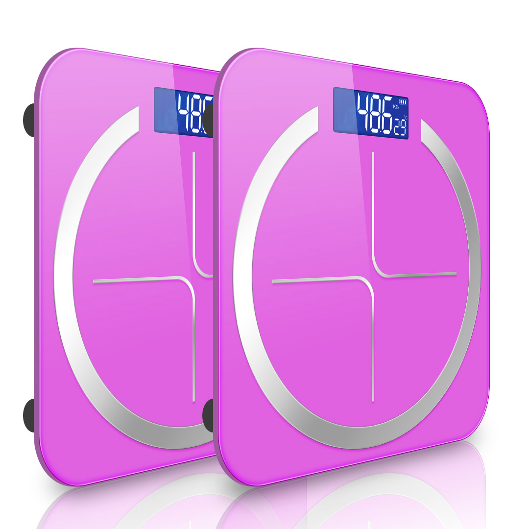 SOGA 2X 180kg Digital Fitness Weight Bathroom Body Glass LCD Electronic Scales Pink