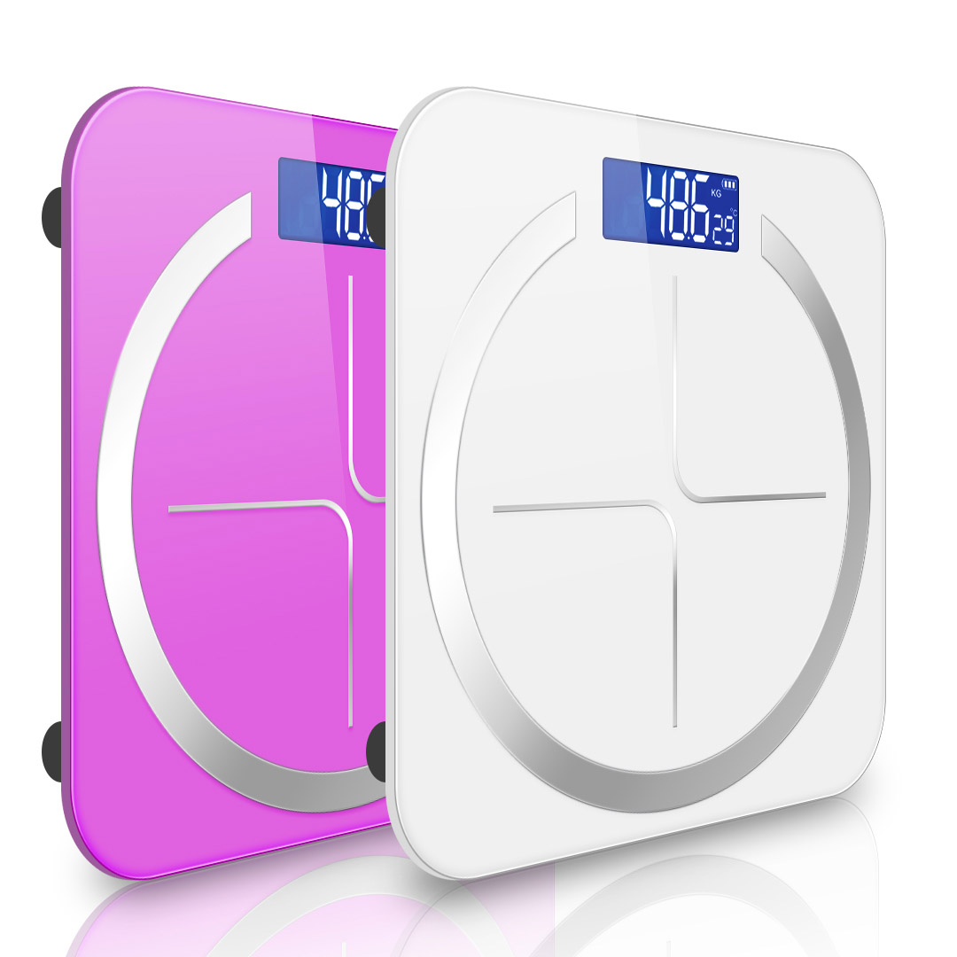 SOGA 2X 180kg Digital Fitness Weight Bathroom Body Glass LCD Electronic Scales White/Pink
