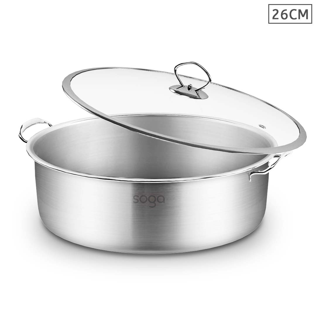 SOGA Stainless Steel  26cm Casserole With Lid Induction Cookware