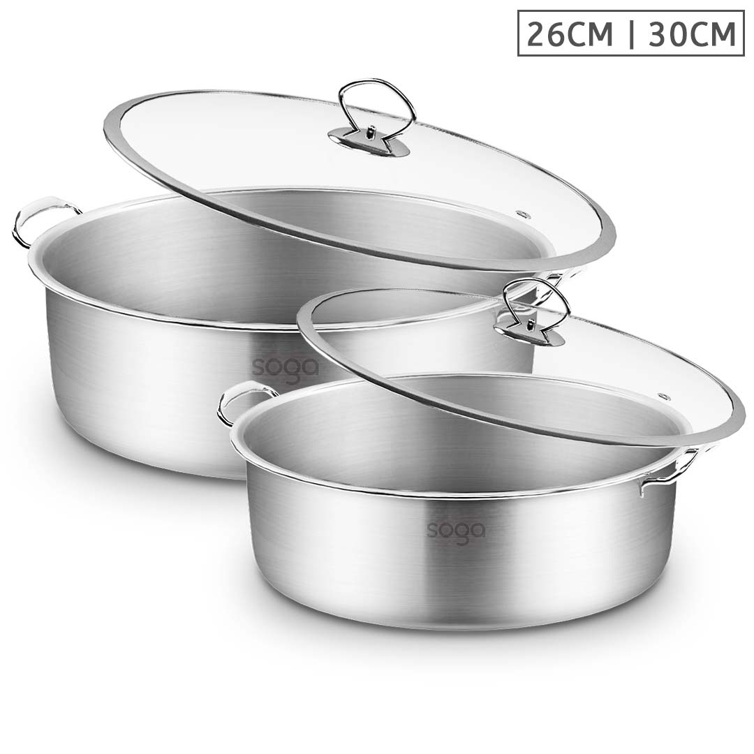 SOGA Stainless Steel 26cm 30cm Casserole With Lid Induction Cookware