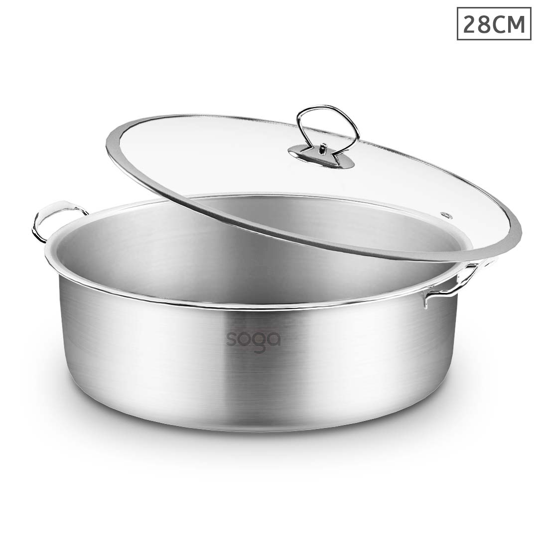 SOGA Stainless Steel 28cm Casserole With Lid Induction Cookware