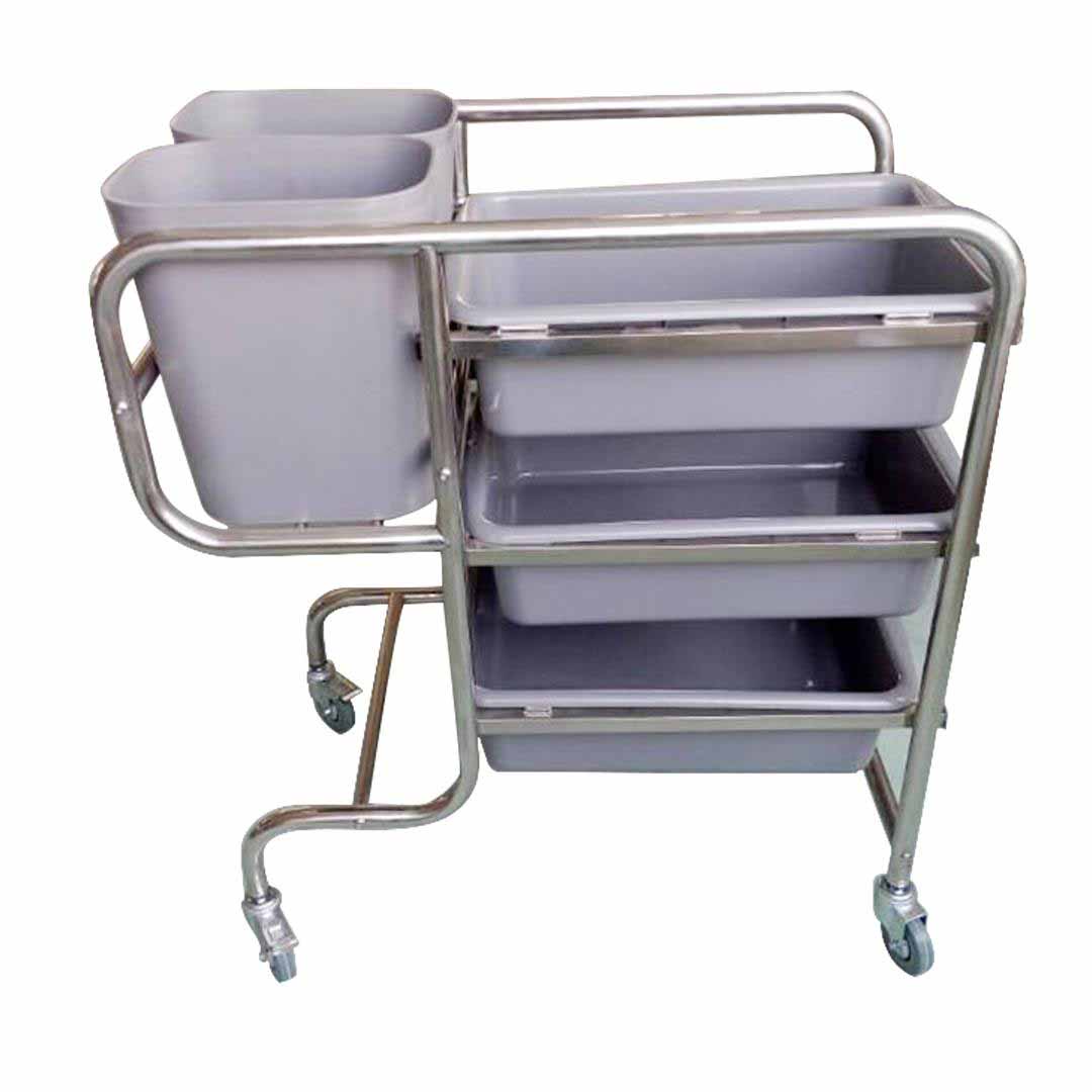 SOGA 3 Tier 81x43x87cm Food Trolley Food Waste Cart Five Buckets Kitchen Food Utility Round