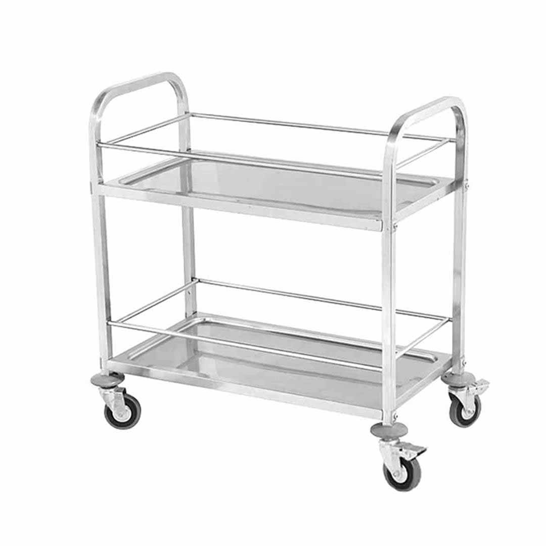 SOGA 2 Tier 95x50x95cm Stainless Steel Drink Wine Food Utility Cart Large