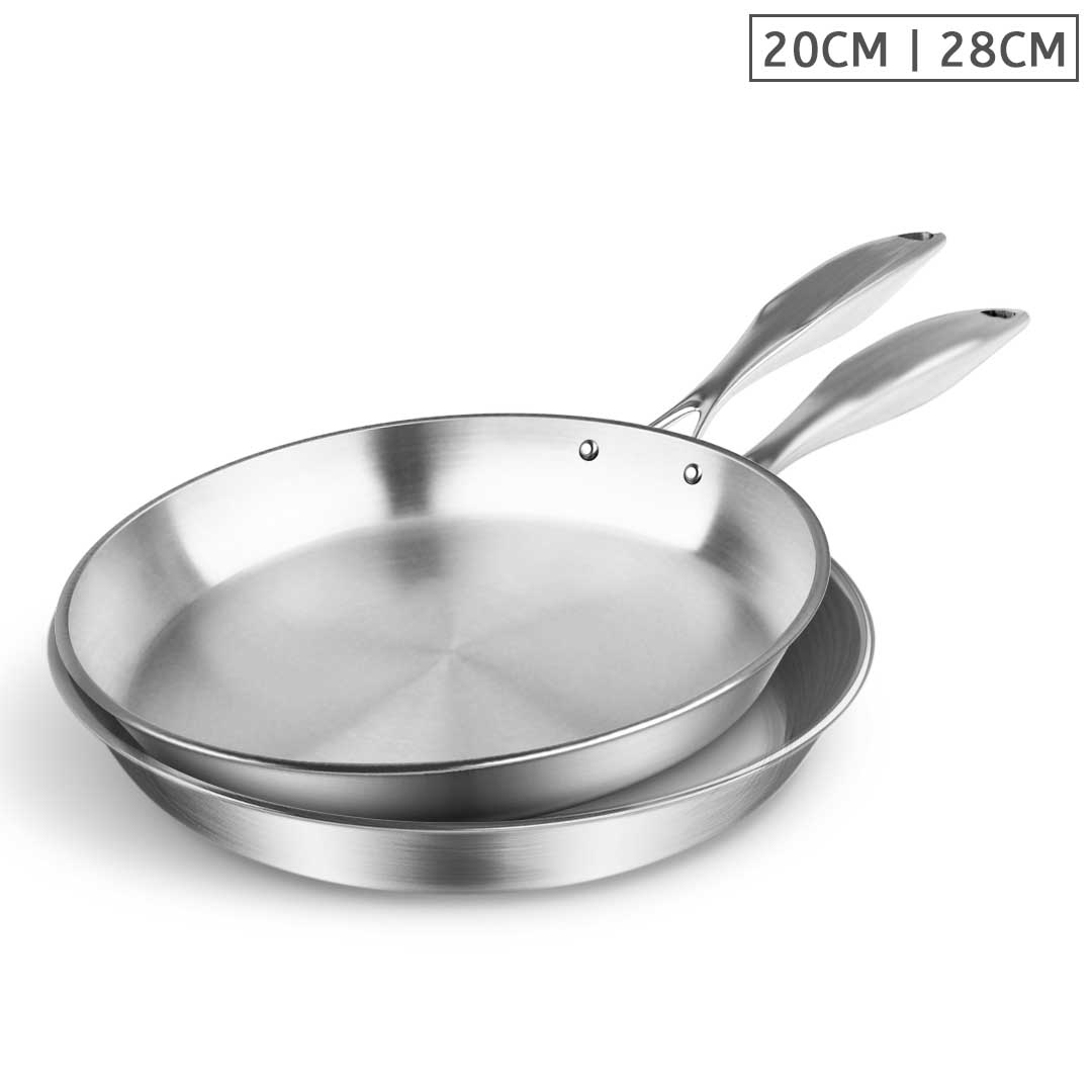 SOGA Stainless Steel Fry Pan 20cm 28cm Frying Pan Top Grade Induction Cooking