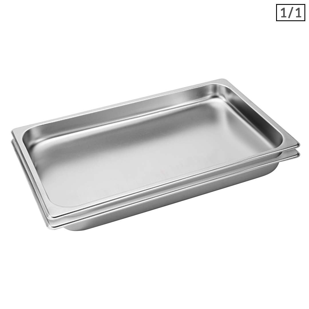 SOGA 2X Gastronorm GN Pan Full Size 1/1 GN Pan 4cm Deep Stainless Steel Tray
