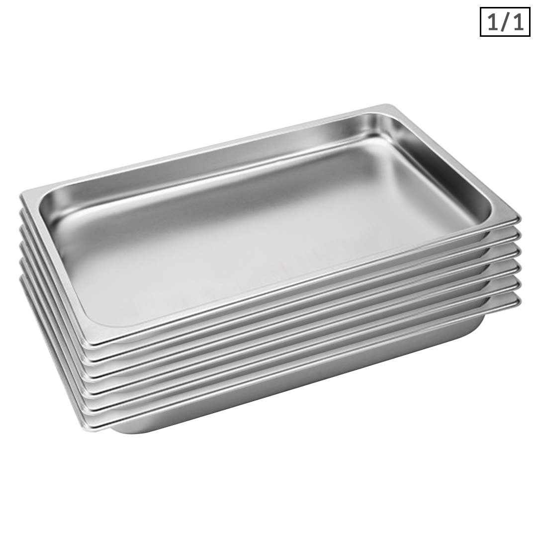 SOGA 6X Gastronorm GN Pan Full Size 1/1 GN Pan 4cm Deep Stainless Steel Tray