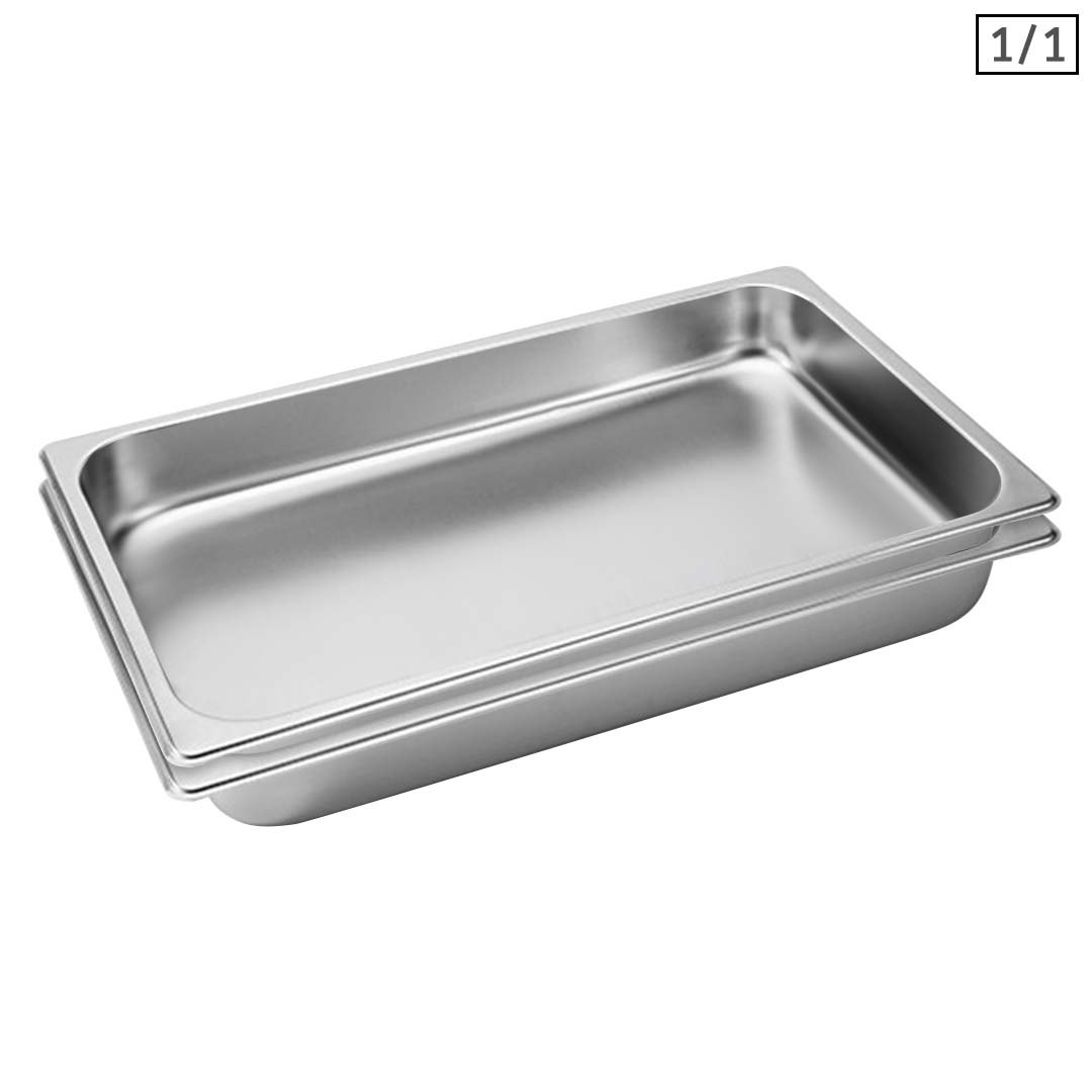 SOGA 2X Gastronorm GN Pan Full Size 1/1 GN Pan 6.5cm Deep Stainless Steel Tray