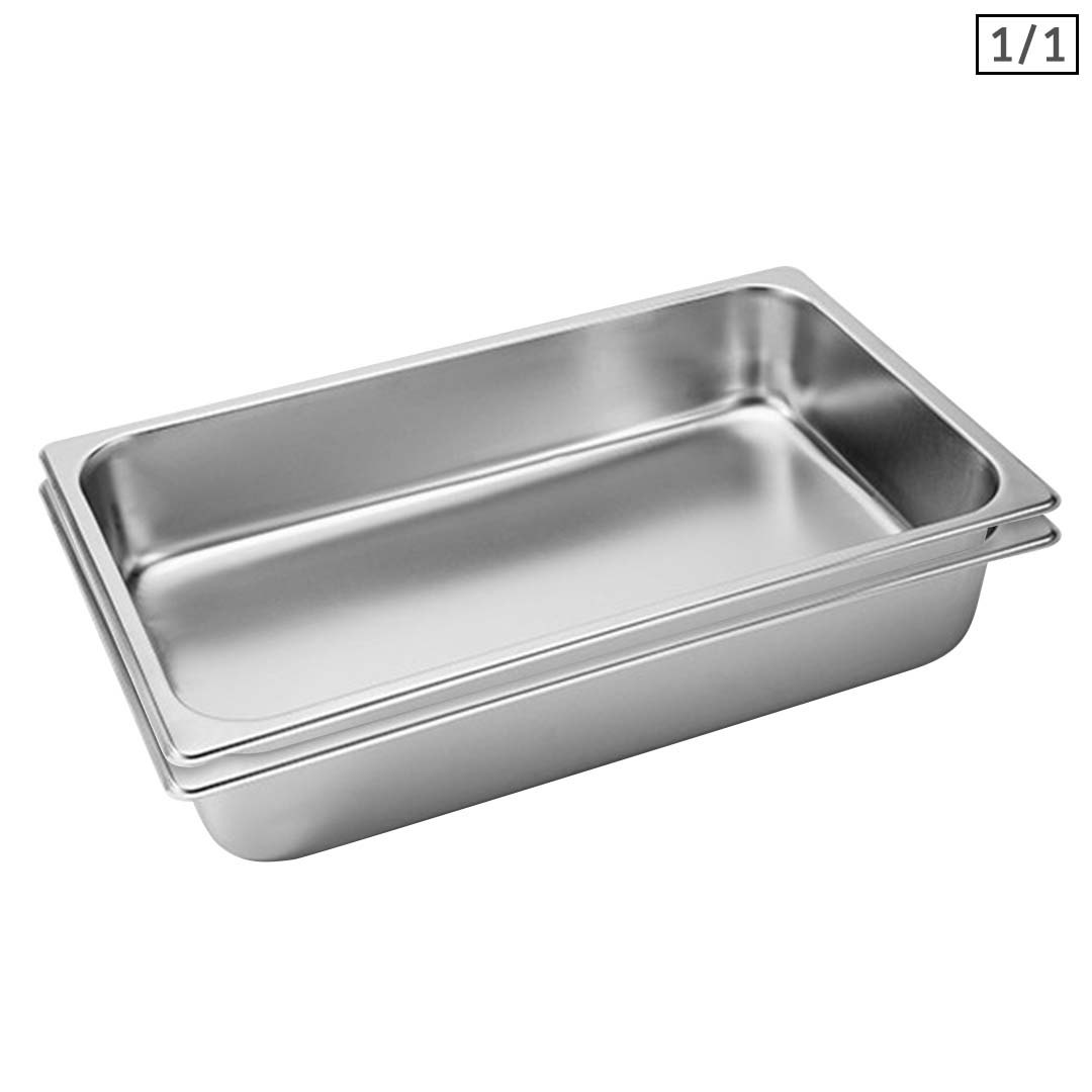 SOGA 2X Gastronorm GN Pan Full Size 1/1 GN Pan 10cm Deep Stainless Steel Tray