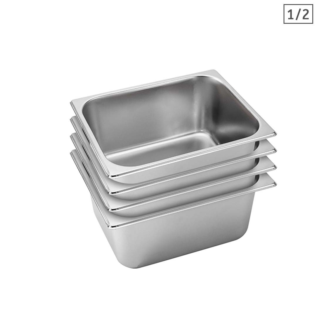 SOGA 4X Gastronorm GN Pan Full Size 1/2 GN Pan 15cm Deep Stainless Steel Tray