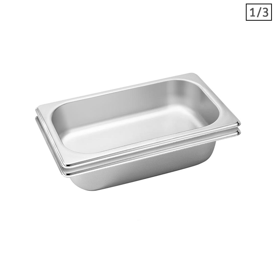 SOGA 2X Gastronorm GN Pan Full Size 1/3 GN Pan 6.5 cm Deep Stainless Steel Tray