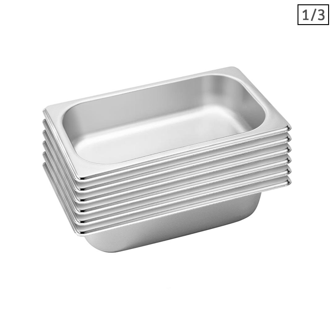 SOGA 6X Gastronorm GN Pan Full Size 1/3 GN Pan 6.5 cm Deep Stainless Steel Tray