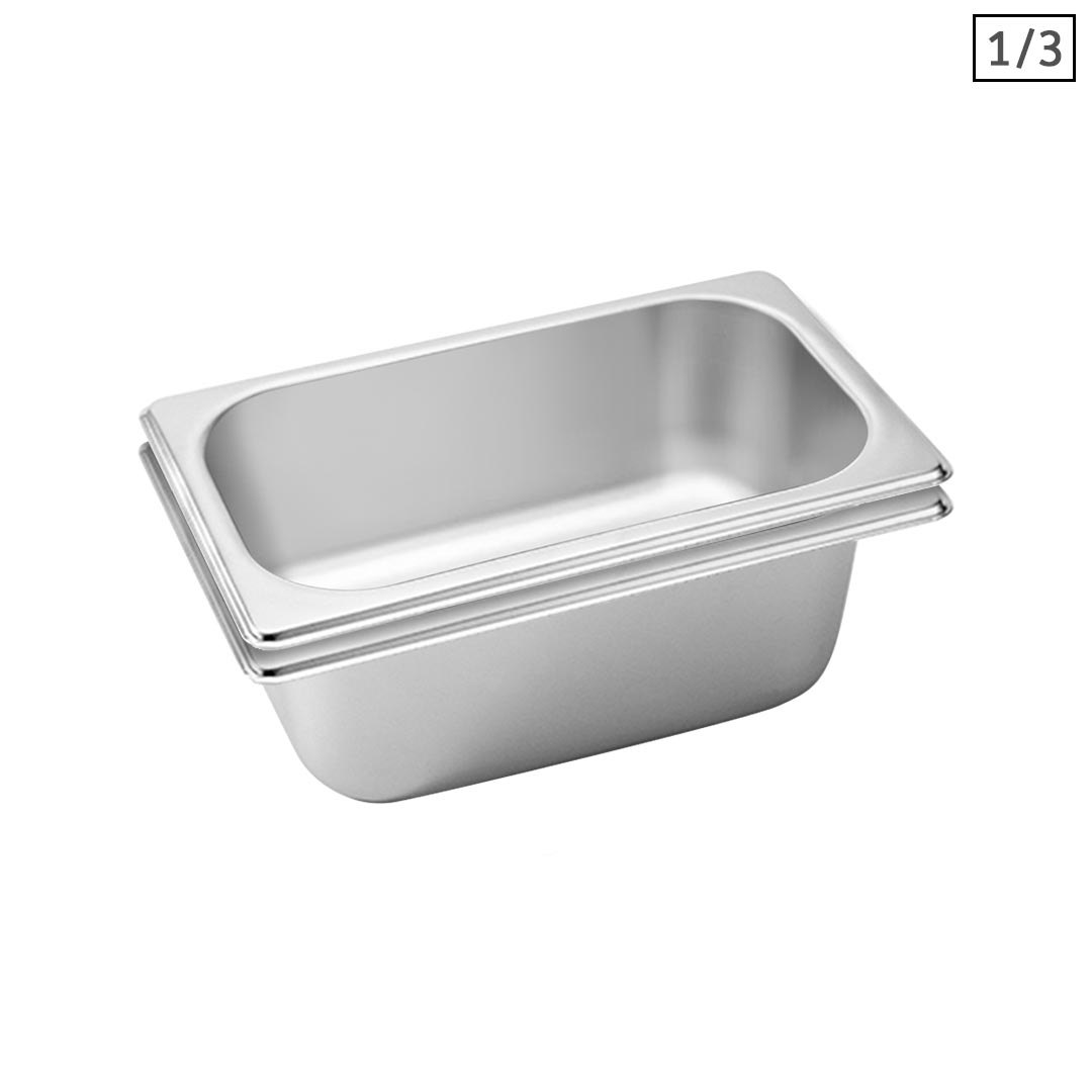 SOGA 2X Gastronorm GN Pan Full Size 1/3 GN Pan 10cm Deep Stainless Steel Tray