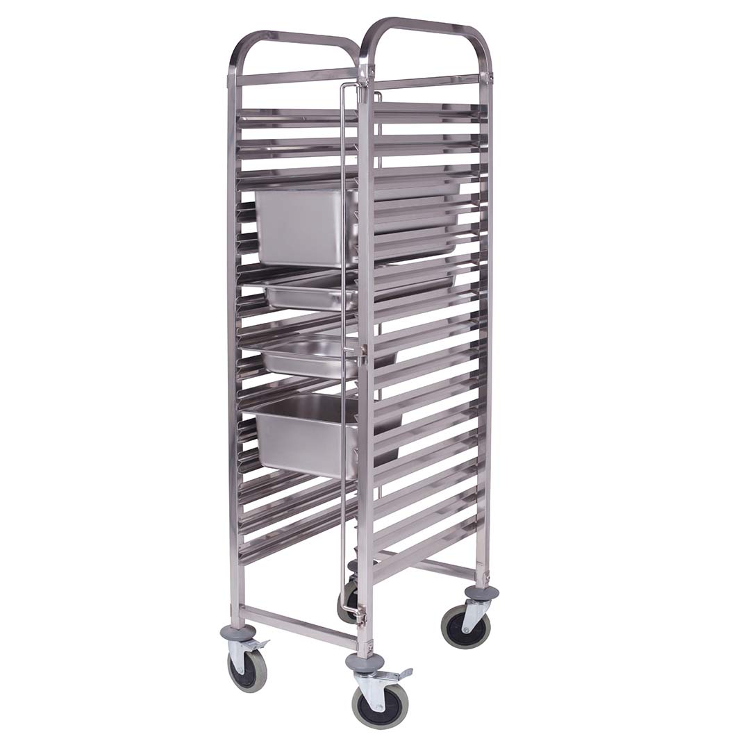 SOGA Gastronorm Trolley 15 Tier Stainless Steel Bakery Trolley Suits GN 1/1 Pans