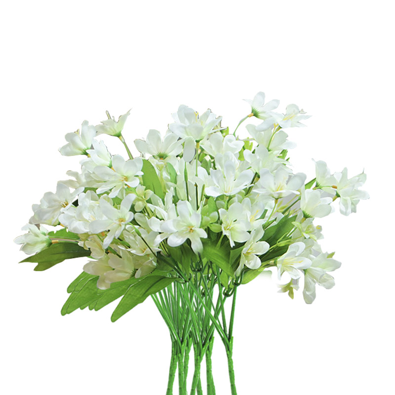 SOGA 10 Bunch Artificial Silk Lilium nanum 6 Heads Flower Fake Bridal Bouquet Table Decor White