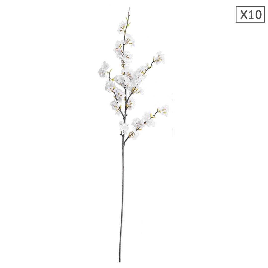 SOGA 10x Artificial Silk Flower Fake Cherry Blossom Bouquet Table Decor White 1 SOGA 10x Artificial Silk Flower Fake Cherry Blossom Bouquet Table Decor White