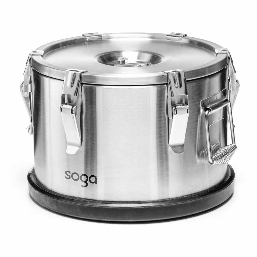 SOGA 10L 304 Stainless Steel Insulated Food Carrier Warmer Container with Anti Slip Rubber Bottom