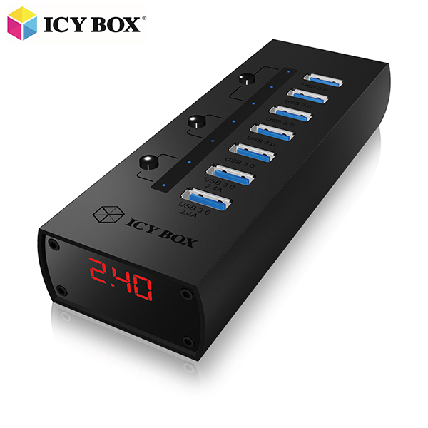 ICY BOX IB-AC6702 7-Port USB 3.0 Hub with 7 charging ports