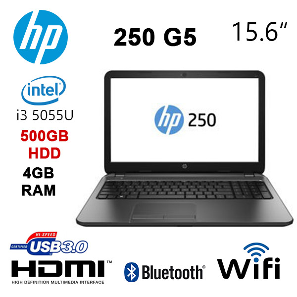 HP 250 G5 - Core i3-5005U 15.6" HD LED/ 500GB/ WLAN & BT Combo/ 4GB DDR3L/ Win 10 Home 64/ DVD Supermulti/ 1 year Warranty