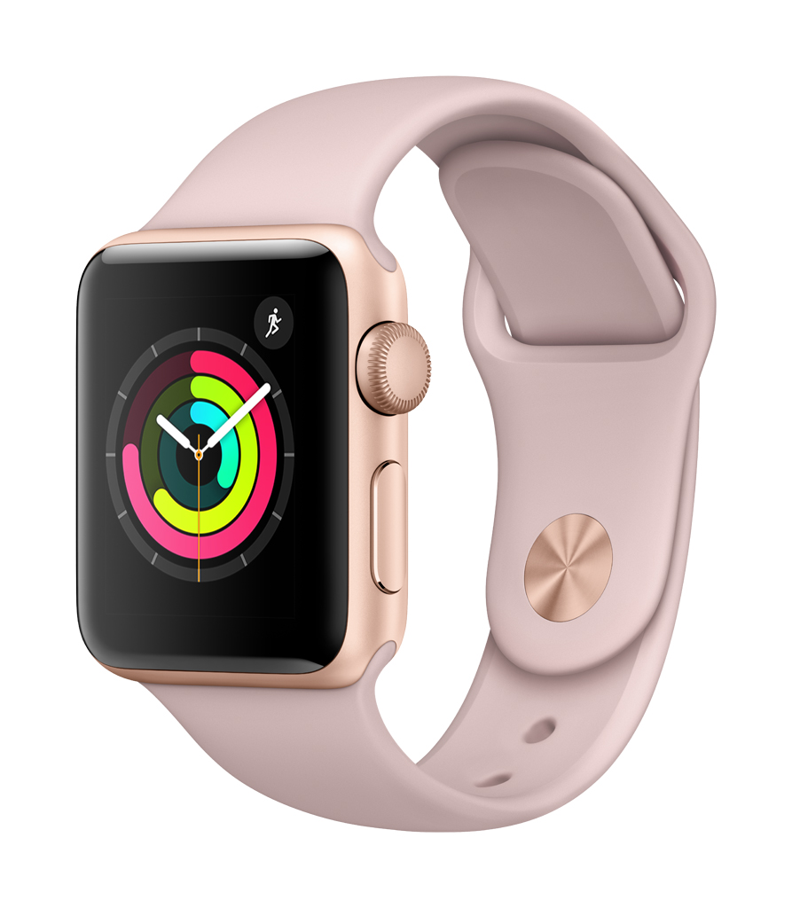 Refurbished Apple Watch - Series 3 - 38mm - Gold Aluminum Case - Pink Sand Sport Band