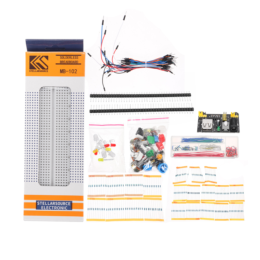Generic Parts Package Kit + 3.3V/5V Power Module+MB-102 830 Points Breadboard +65 Flexible Cables+ Jumper Wire Box Without Case