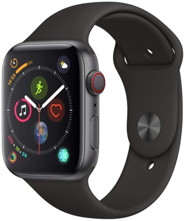 Apple Watch Series 4 (GPS + Cellular, 44MM) - Space Gray Aluminum Case with Black Sport Band (Renewed)