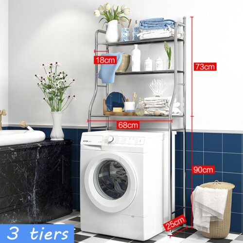 2/3 Tiers Storage Rack Over Toilet/Bathroom/Laundry/Washing Machine Shelf Unit Organizer