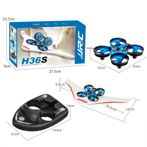 JJRC H36S 2.4G 4 In1 Flying Drone Land Driving Boat Glidering Detachable Quadcopter RTF